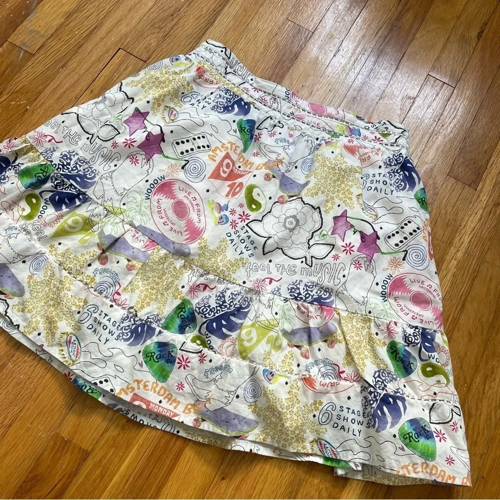 Scotch & Soda Girls Printed Mini Skirt Size 12 White Multicolor Pull On